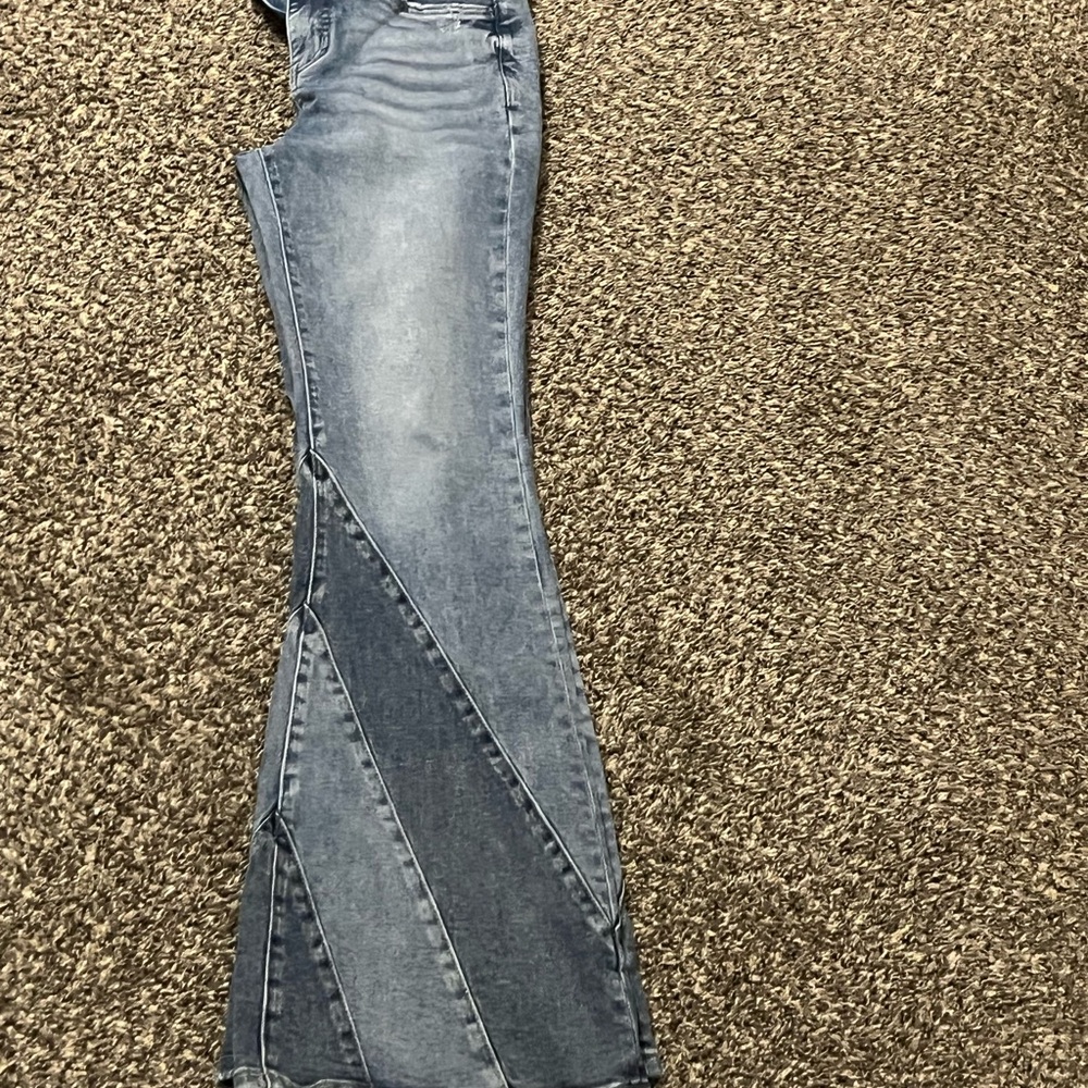 Women’s Two-Tone Blue Panel Flare Jeans